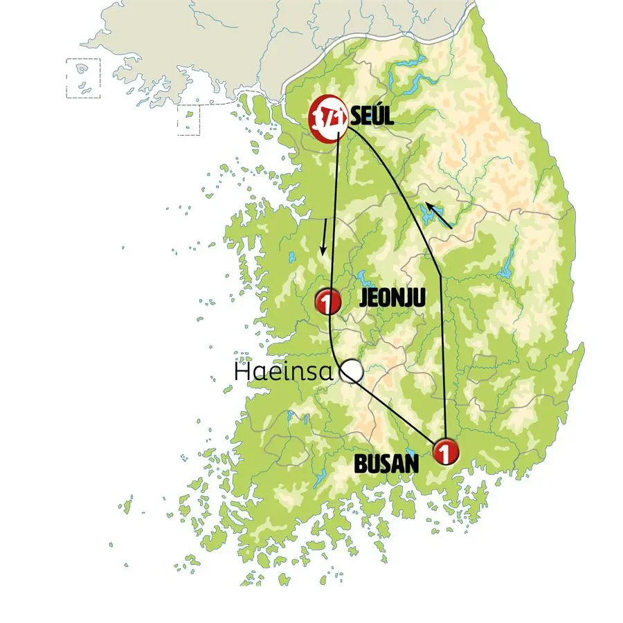 Mapa de la ruta — Corea Express 